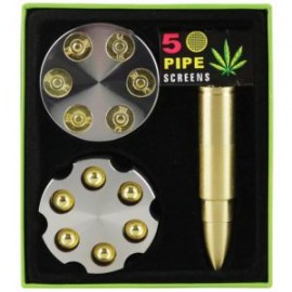 Kit Pipa Bala y Grinder Revolver