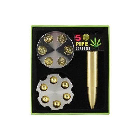 Kit Pipa Bala y Grinder Revolver